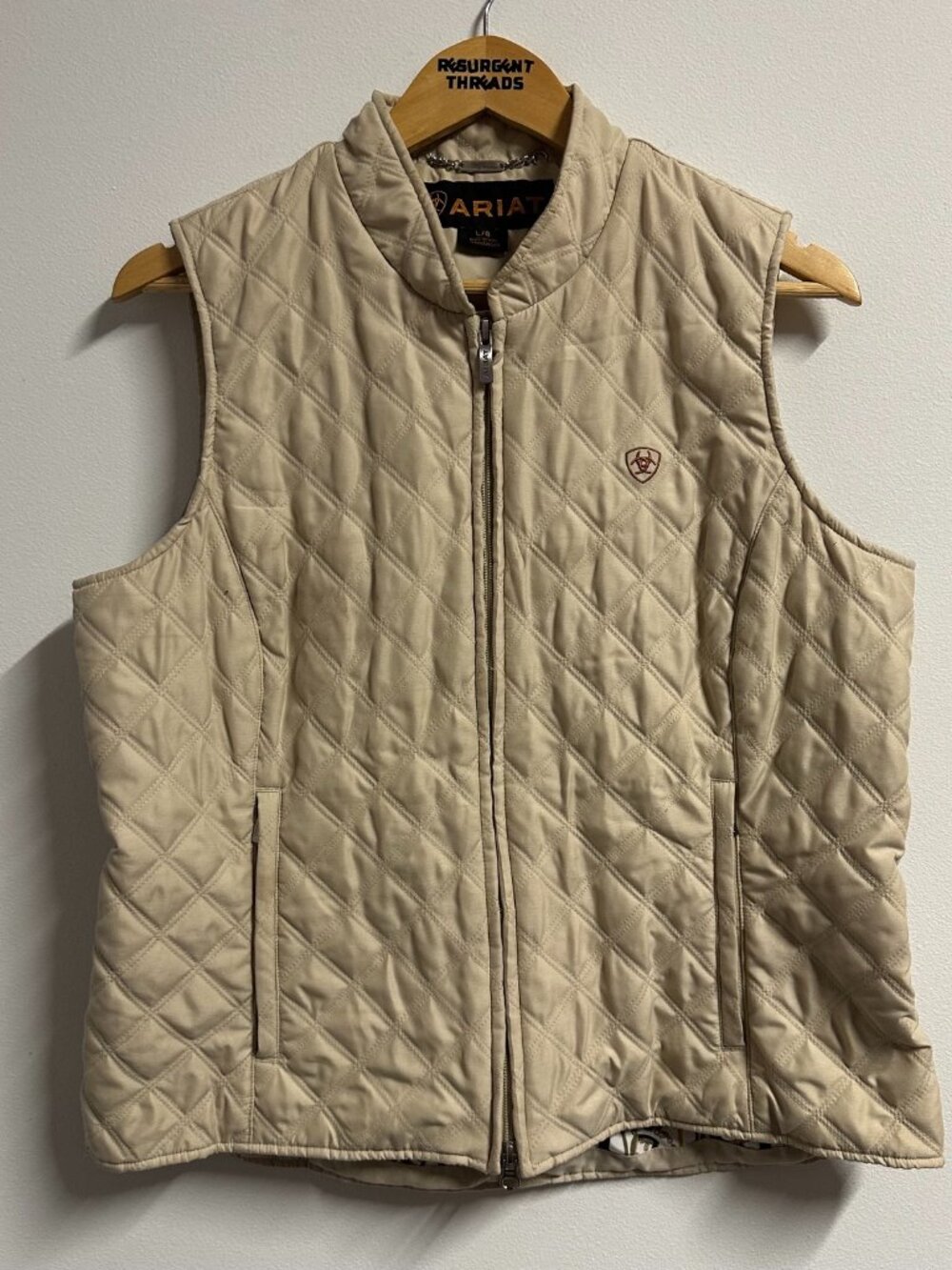 Ariat Western Quilted Puffer Vest Women's Beige Large